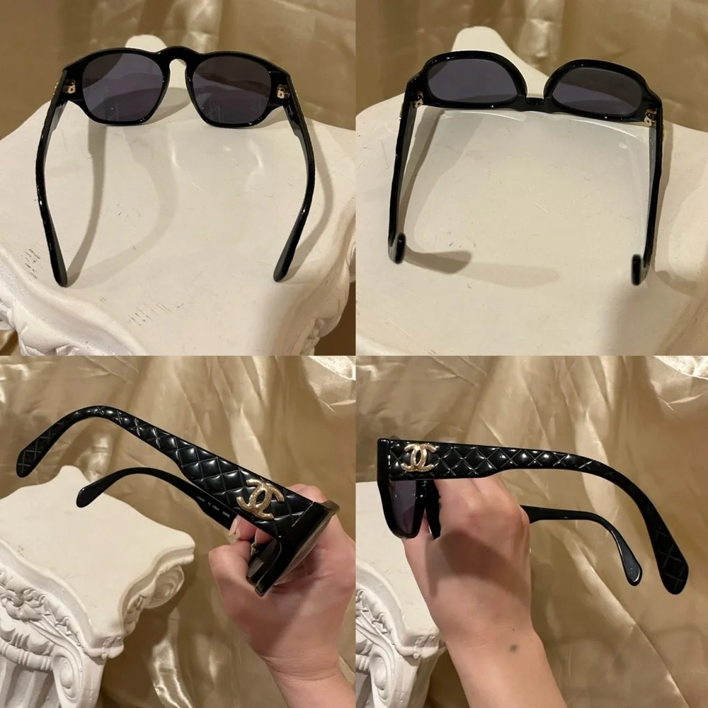 Chanel 0005 CC Quilted Vintage Sunglasses in Black Hue